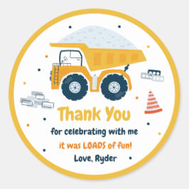 Adesivo Local de Construção Dump Truck Digger Birthday Fav
