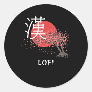Adesivo Lofi Japonês Hip Hop Kanji Cherry Blossom Lofi