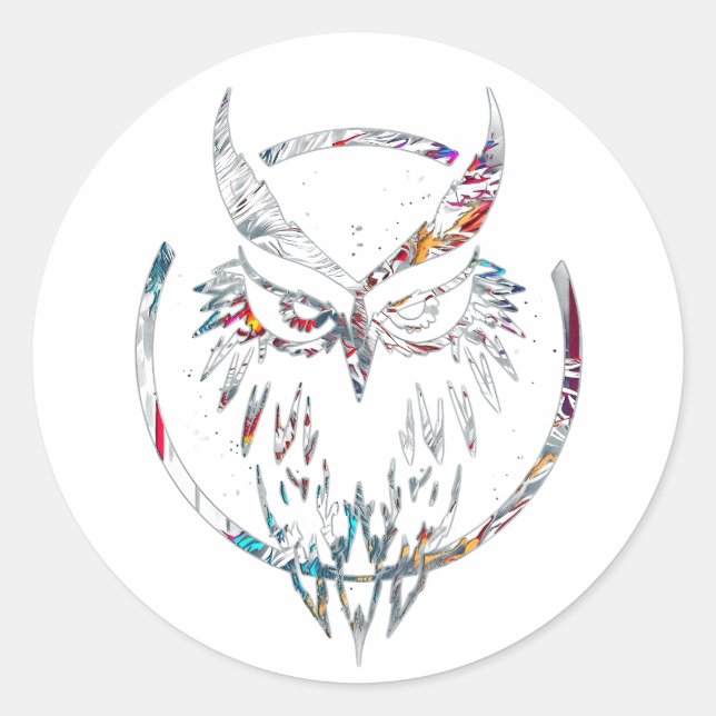 Adesivo Logotipo Abstrato Wolfman Owl da Revolução Nocturn (Frente)