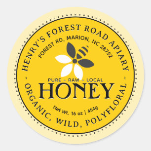 Adesivo Logotipo amarelo da Abelha Orgânica e Flor