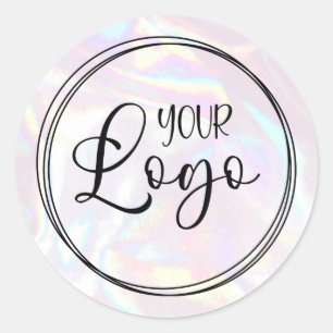 Adesivo Logotipo Aqui Abstrato Pastel Holográfico