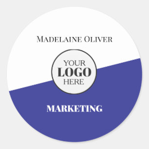 Adesivo Logotipo Azul Branco do Funcionário Simples