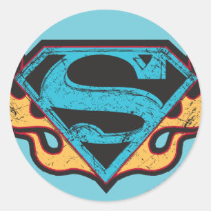 Adesivo Logotipo azul de Supergirl com chamas