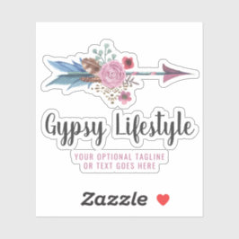 Adesivo Logotipo Boêmio de Aquarela de Seta de Pena Rústic