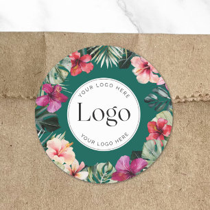 Adesivo Logotipo Botânico Floral Tropical em Aquarela para