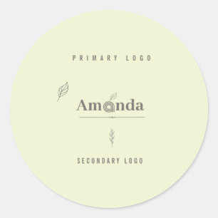 Adesivo Logotipo Botânico Minimalista Folha Boho Luxuosa