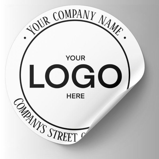 Adesivo Logotipo Branco  (White Logo Classic Round Sticker. Add your custom text, ex, Company Name, web or address.
)