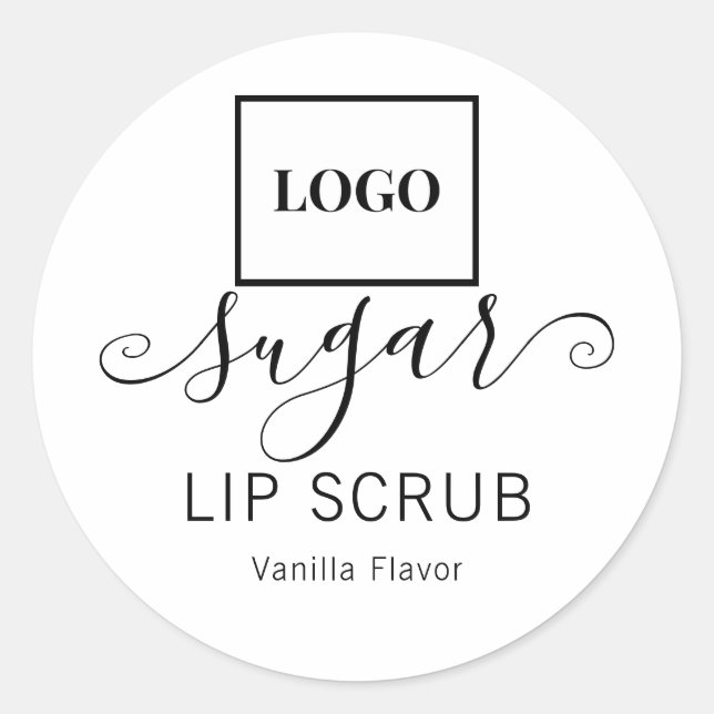 Adesivo Logotipo Caligrafia Açúcar Lip Scrub Rótulo do pro (Frente)