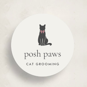 Adesivo Logotipo Clássico Elegante de Aparador de Gatos Cl