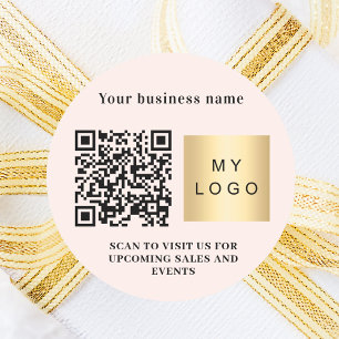 Adesivo logotipo código qr rosa suave empresarial