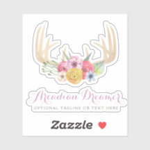 Logotipo com Nome de Antílope Floral Rústico em Aq