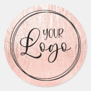 Adesivo Logotipo com Textura Glam Dourado Rosa Pálido