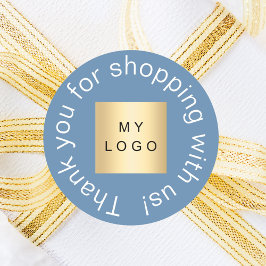 Adesivo Logotipo comercial azul empoeirado obrigado