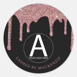 Adesivo Logotipo comercial do Glitter Dourado Rosa preto