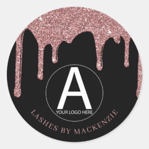 Adesivo Logotipo comercial do Glitter Dourado Rosa preto