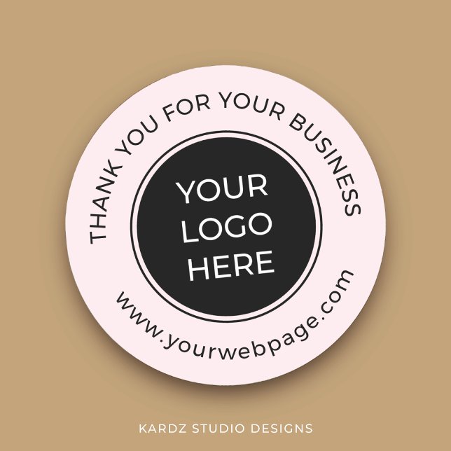 Adesivo Logotipo comercial do PInk Black Obrigado (Add your logo and web page for a branded look in your packages with these stickers.)