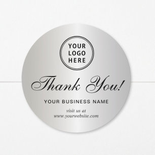 Adesivo Logotipo Comercial Elegante Agradecimento em Prata