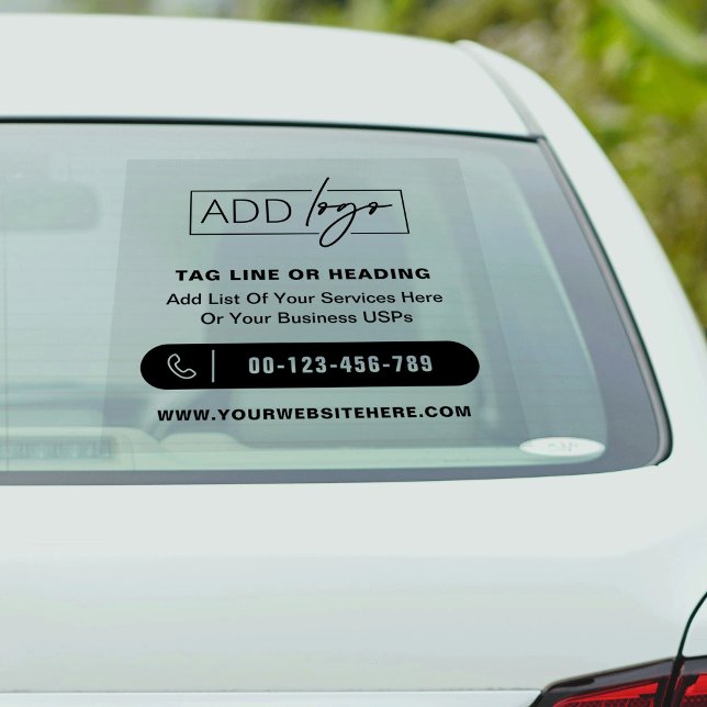 Adesivo Logotipo comercial Janela moderna simples do Promo (Modern company logo and contact details promotional car sticker)