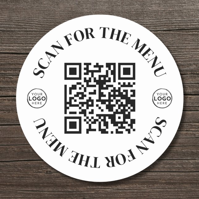 Adesivo Logotipo Comercial Menu de Código QR Scan (Business Logo Scan Menu QR Code Classic Round Sticker )