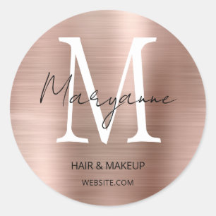 Adesivo Logotipo Comercial Monograma em Rose Gold
