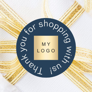 Adesivo Logotipo comercial obrigado azul