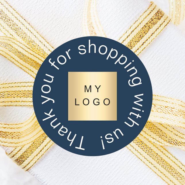 Adesivo Logotipo comercial obrigado azul (Criador carregado)