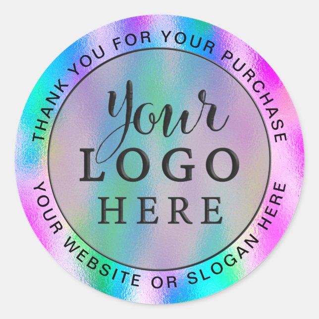 Adesivo Logotipo comercial personalizado holográfico iride (Frente)