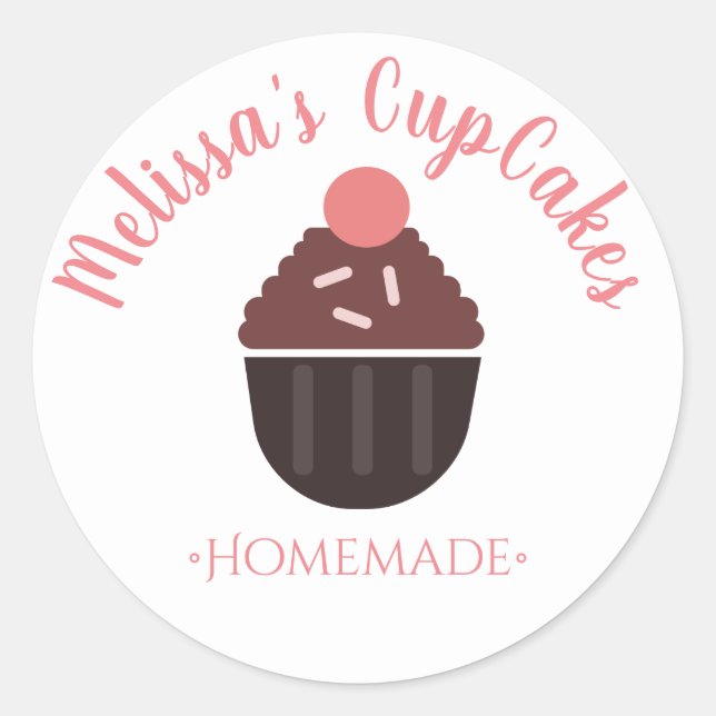 Adesivo Logotipo Cupcake Granulado Padaria Caseira (Frente)