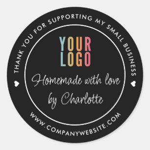Adesivo Logotipo da Empresa Homemade With Love Obrigado