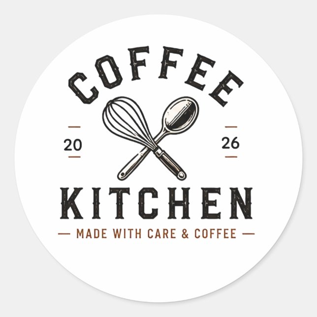 Adesivo ☕ Logotipo da Equipe da Cozinha de Café ☕ (Frente)