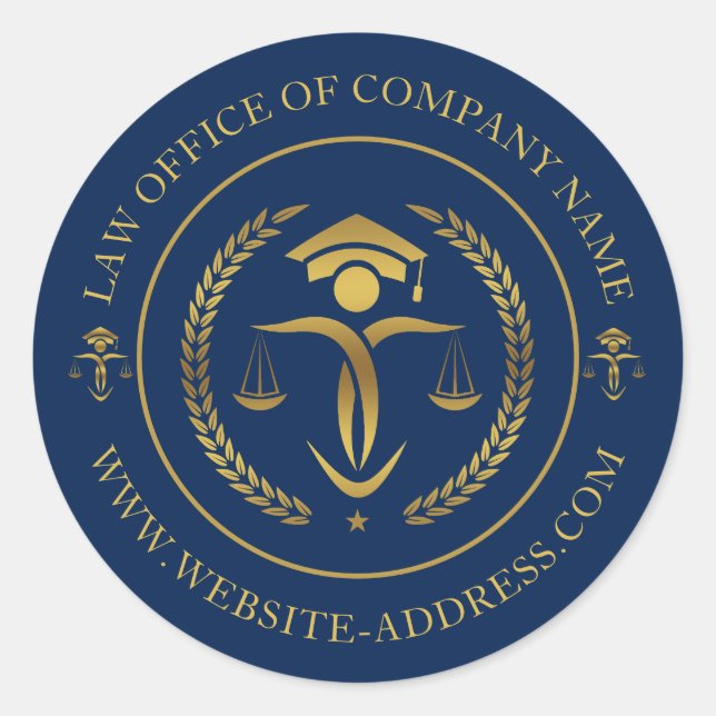 Adesivo Logótipo da Justiça Dourada com texto personalizad (Frente)