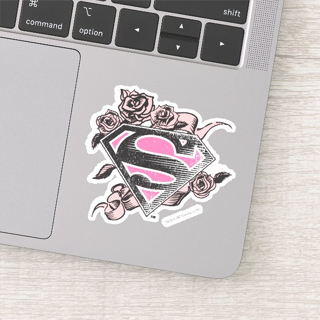 Adesivo Logotipo da Supergirl com Rosas (Detalhe)