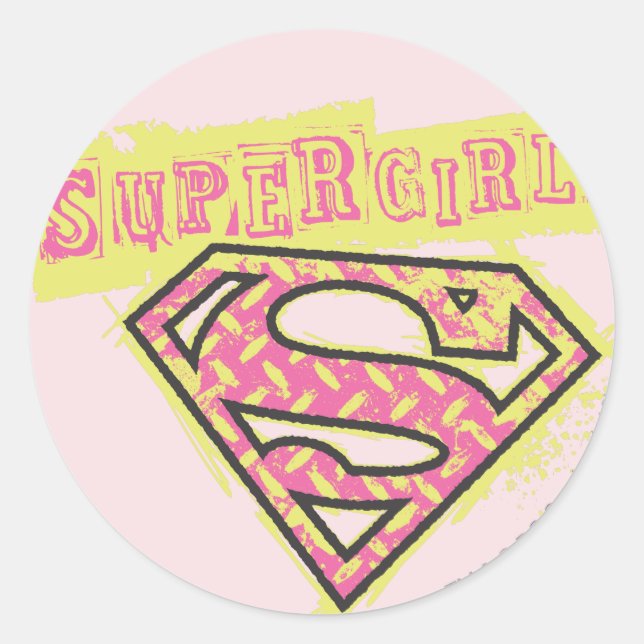 Adesivo Logotipo da Supergirl Grunge rosa (Frente)
