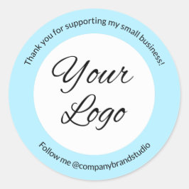 Adesivo Logotipo de adição azul claro Obrigado Pequena emp