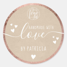 Adesivo Logotipo de amor feito à mão com corações em doura