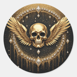 Adesivo 💎 Logotipo de Asas de Caveira Gótica para Present