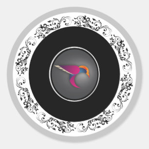 Adesivo Logotipo de Beija-flor Ornamental Elegante