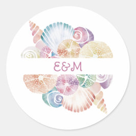 Adesivo Logotipo de Casamento de Água Marinha com Monogram