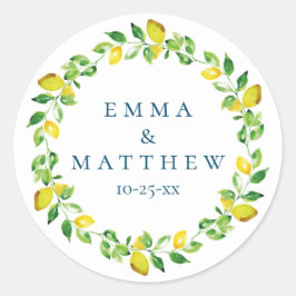 Adesivo Logotipo de Casamento Mediterrâneo Limão Aquarela