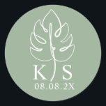 Adesivo Logotipo de Casamento Monográfico Personalizado<br><div class="desc">Adesivo do logotipo clássico redondo monograma monográfico personalizado,  guardar a data</div>