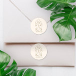 Adesivo Logotipo de Casamento Monográfico Personalizado<br><div class="desc">Adesivo do logotipo clássico redondo monograma monográfico personalizado,  guardar a data</div>