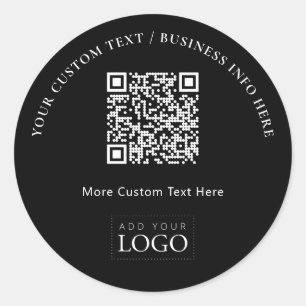 Adesivo Logotipo de Código QR de Negócios Preto Simples Pr