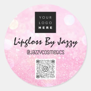 Adesivo Logotipo de código QR Glitter cor-de-rosa para enc