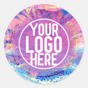 Adesivo Logotipo de Confetti Glitter Hológrafo Rosa-Púrpur