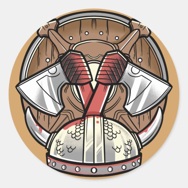 Adesivo Logotipo de desenho animado do escudo viking (Frente)