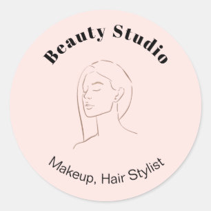 Adesivo Logotipo de face minimalista Cabelo de beleza rosa