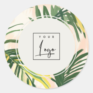 Adesivo Logotipo de Folhas de Palmeira Tropical Verde Boho