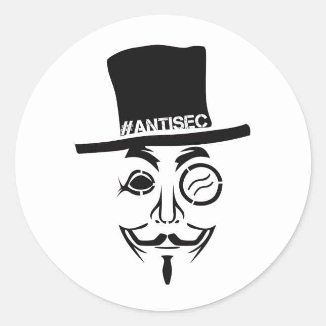 Adesivo Logotipo de Hacker AntiSec AntiSecurity (Frente)