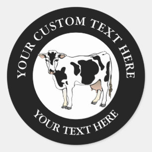 Adesivo Logotipo de Ícone de Vaca de Leite Personalizado 3