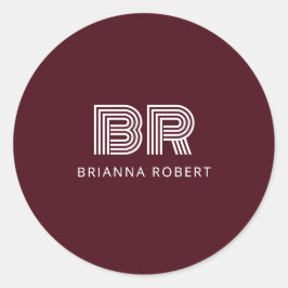 Adesivo Logotipo de marca do Monograma Moderno Na moda Bur